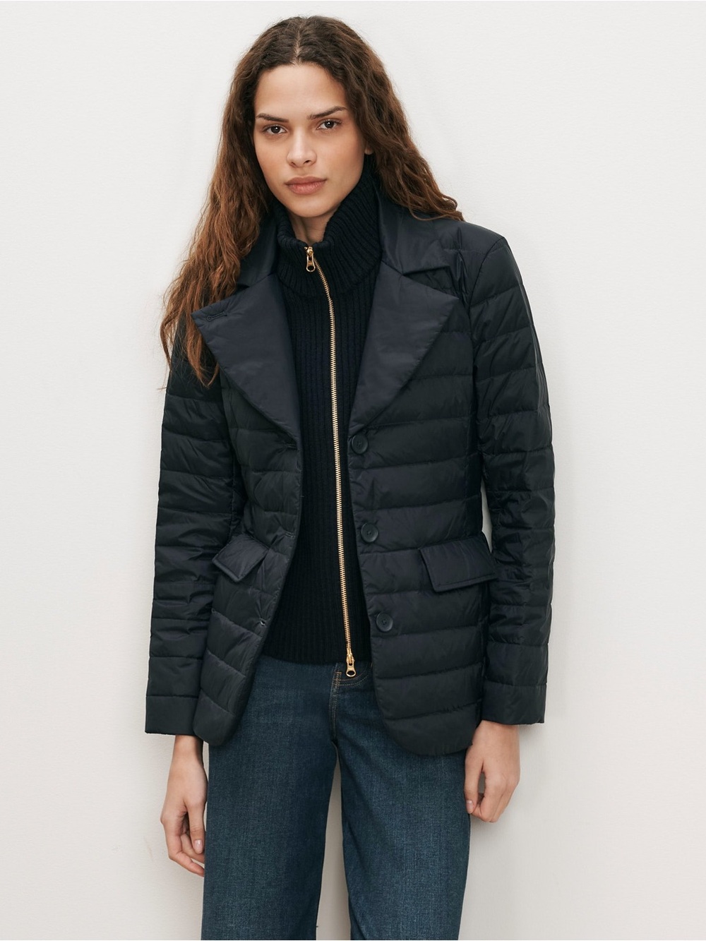 Veronica Beard The Puffer Blazer - Navy Down Feather Dickey Jacket